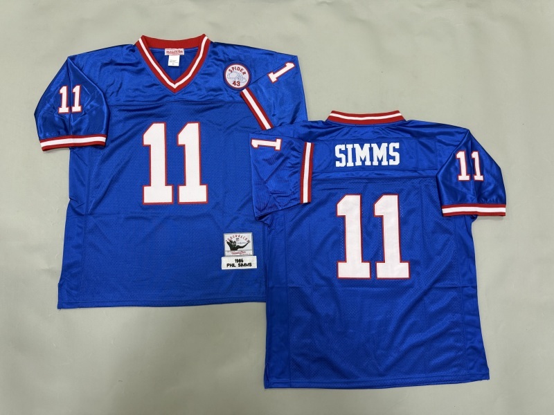 Men 2025 New York Giants #11 Simms blue Throwback Limited NFL Jersey style 001